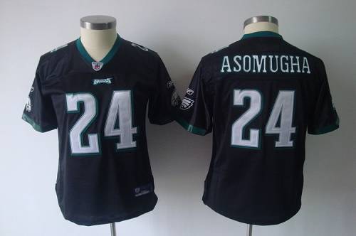 Eagles #24 Nnamdi Asomugha Black Women's Alternate Team Color Stitched NFL Jersey